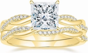 Mameloly 2ct Wedding Band for Women Princess Cut Bridal Ring Sets Cubic Zirconia Promise Engagement Rings Twisting Infinity Pave Set Size 4-12