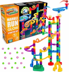 Marble Genius 115 pcs Glow Marble Run Track Race Starter Set for Kids Age 4 , Glow in The Dark, STEM Educational Building Block, Color Instruction Manual, for Kids