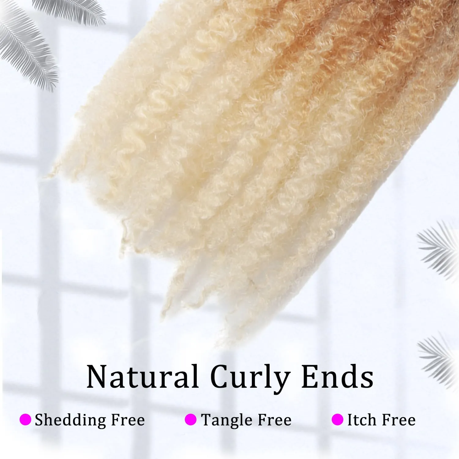 Marley Twist Braiding Hair 14 inch Afro Kinky Curly Crochet Braids 8 Packs Cuban Twist Crochet Braids Synthetic Low Maintenance Skin-Friendly Marley Hair Extensions(1B/27/613, Packs of 8)