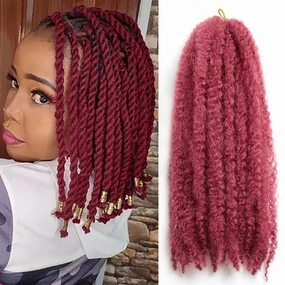Marley Twist Braiding Hair 14 inch Afro Kinky Curly Crochet Braids 8 Packs Cuban Twist Crochet Braids Synthetic Low Maintenance Skin-Friendly Marley Hair Extensions(118#, Packs of 8)