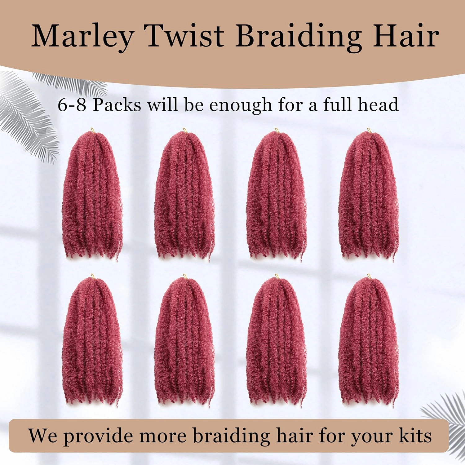 Marley Twist Braiding Hair 14 inch Afro Kinky Curly Crochet Braids 8 Packs Cuban Twist Crochet Braids Synthetic Low Maintenance Skin-Friendly Marley Hair Extensions(118#, Packs of 8)
