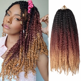 Marley Twist Braiding Hair 14 inch Afro Kinky Curly Crochet Braids 8 Packs Cuban Twist Crochet Braids Synthetic Low Maintenance Skin-Friendly Marley Hair Extensions(1B/30/27, Packs of 8)