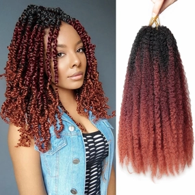 Marley Twist Braiding Hair 14 inch Afro Kinky Curly Crochet Braids 8 Packs Cuban Twist Crochet Braids Synthetic Low Maintenance Skin-Friendly Marley Hair Extensions(1B/530/350, Packs of 8)