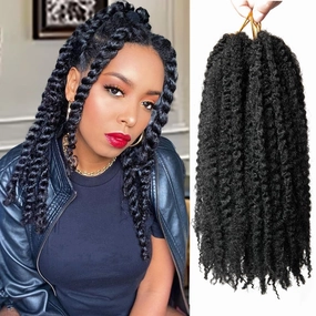 Marley Twist Braiding Hair 14 inch Afro Kinky Curly Crochet Braids 8 Packs Cuban Twist Crochet Braids Synthetic Low Maintenance Skin-Friendly Marley Hair Extensions(1B, Packs of 8)
