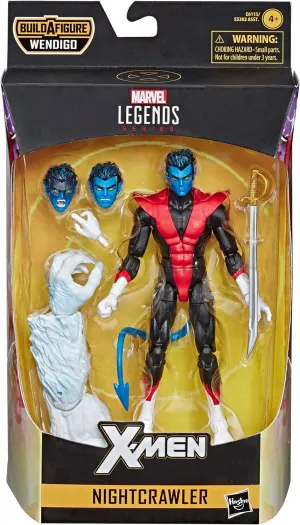 Marvel Classic Hasbro Legends Series 6" Collectible Action Figure Nightcrawler Toy (X-Men/X-Force Collection) – with Wendigo Build-A-Figure Part, Brown/A