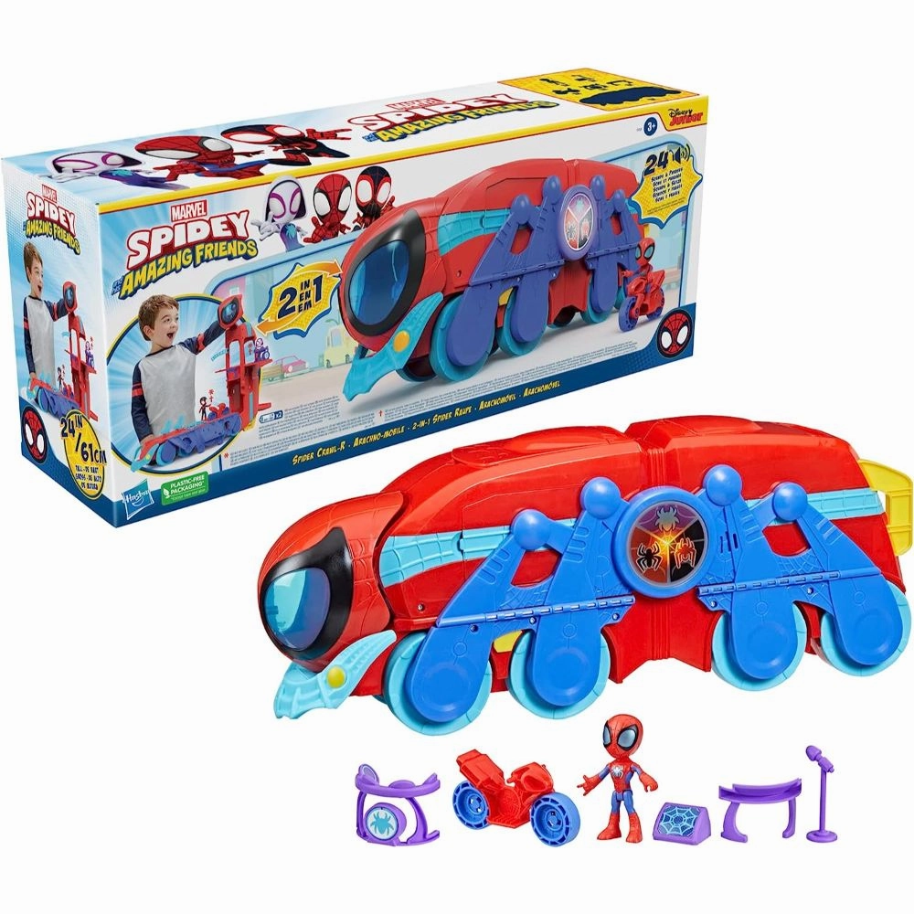 Marvel - Spidey and His Amazing Friends Spider Crawl-R 2-in-1 Headquarters Playset