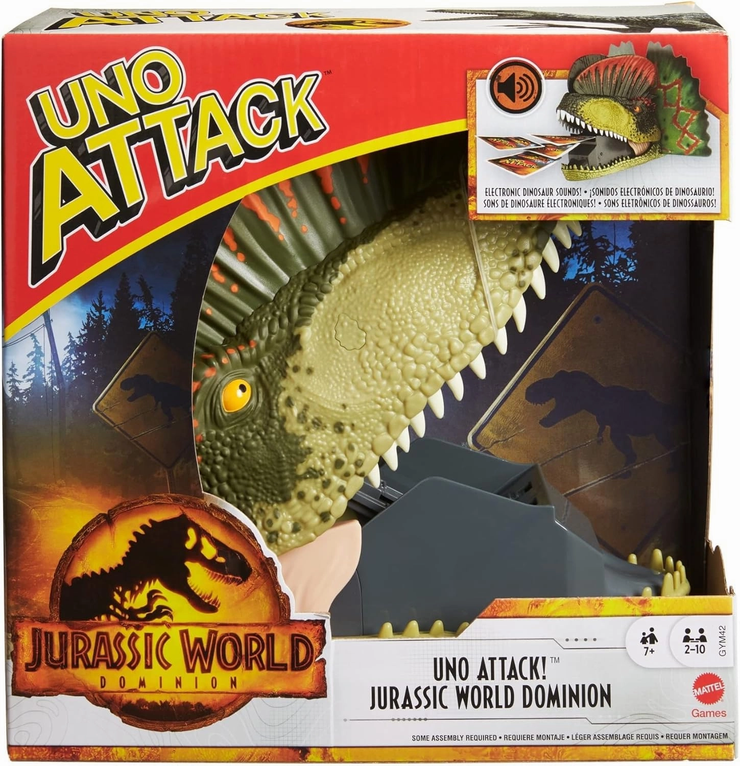 Mattel Games ​UNO Attack Jurassic World Dominion Card Game with Dinosaur Card Launcher for 2 to 10 Players Ages 7 Years & Older, Toy Gift and Collectible​ (Amazon Exclusive)
