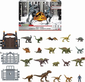 Mattel Jurassic World Dominion Holiday Advent Calendar with 24-Day Countdown, Daily Surprise Toys Include Mini Toy Dinosaurs, Mini Human Figures and Accessories