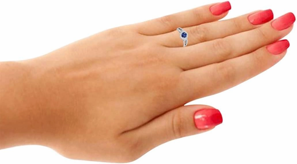 Mauli Jewels 1.27 Carat Halo Sapphire And Diamond Engagement Ring Crafted 4 Prong-Setting 14k Solid White Gold