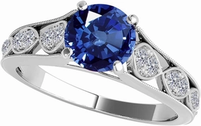 MauliJewels Rings for Women 1.06 Carat Diamond And Tanzanite Ring Prong-Setting 10k White Gold