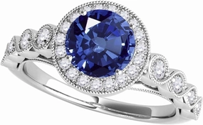 MauliJewels Rings for Women 1.27 Carat Diamond And Sapphire Ring prong 14k White Gold