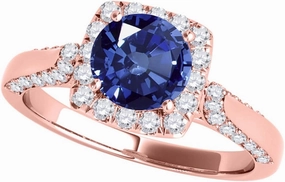 MauliJewels Rings for Women 1.32 Carat Diamond And Sapphire Ring prong 14k Rose Gold