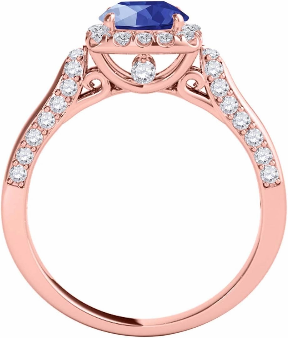 MauliJewels Rings for Women 1.32 Carat Diamond And Sapphire Ring prong 14k Rose Gold