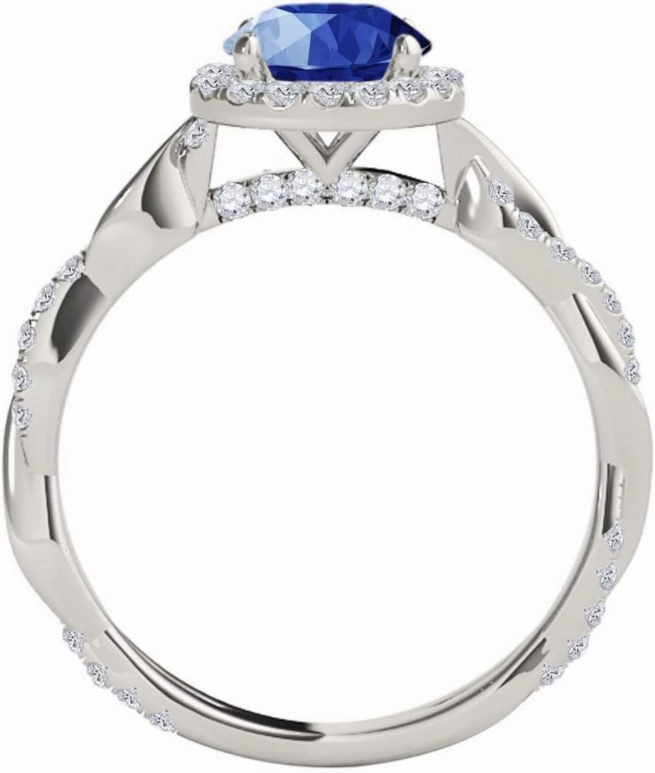 MauliJewels Rings for Women 1.32 Carat Interwine Shank Diamond And Sapphire Ring prong 14k White Gold