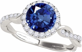 MauliJewels Rings for Women 1.32 Carat Interwine Shank Diamond And Sapphire Ring prong 14k White Gold