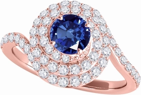 MauliJewels Rings for Women 1.9 Carat Interwined Design Diamond And Sapphire Ring prong 14k Rose Gold