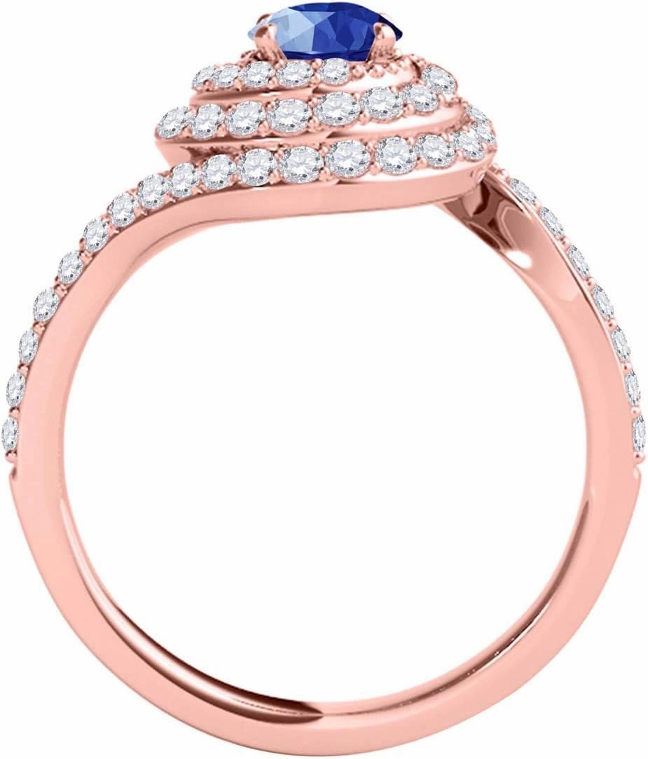 MauliJewels Rings for Women 1.9 Carat Interwined Design Diamond And Sapphire Ring prong 14k Rose Gold