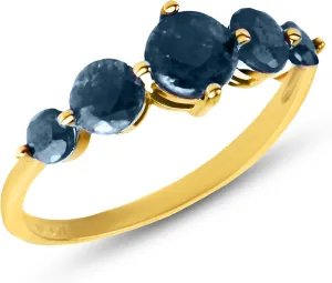 MAX   STONE 10k Gold Journey Ring for Women | Gemstone Ring | Dainty Birthstone Ring for Women | Yellow Gold Statement Ring with Sapphire Gemstones