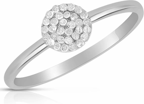 MAX   STONE Solid 10k Gold Pave Diamond Ring for Women | Round Shaped White & Yellow Gold Diamond Ring for Women | Real Diamond Promise Ring for Her Gold | Diamond Gold Ring Sizes 6-8
