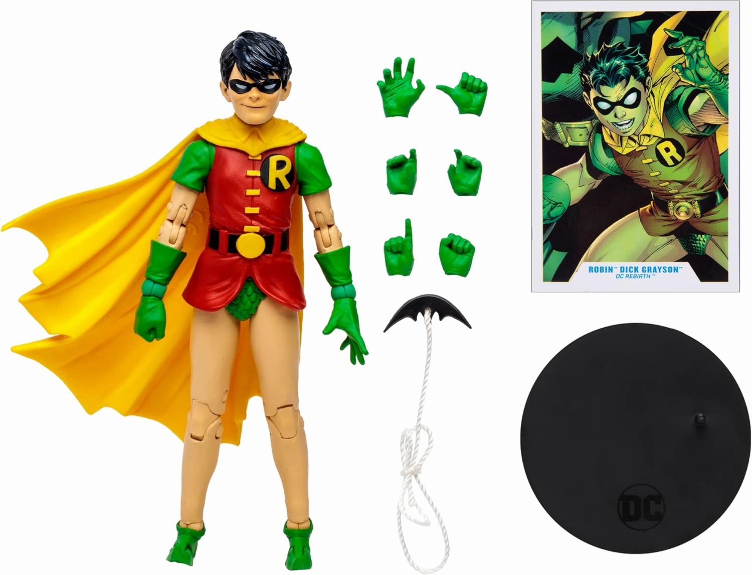 McFarlane Toys, 7-Inch DC Rebirth Robin Dick Grayson Gold Label Action Figure with 22 Moving Parts, Collectible DC Multiverse Movie Figure with Stand Base Unique Collectible Character Card – Ages 12 