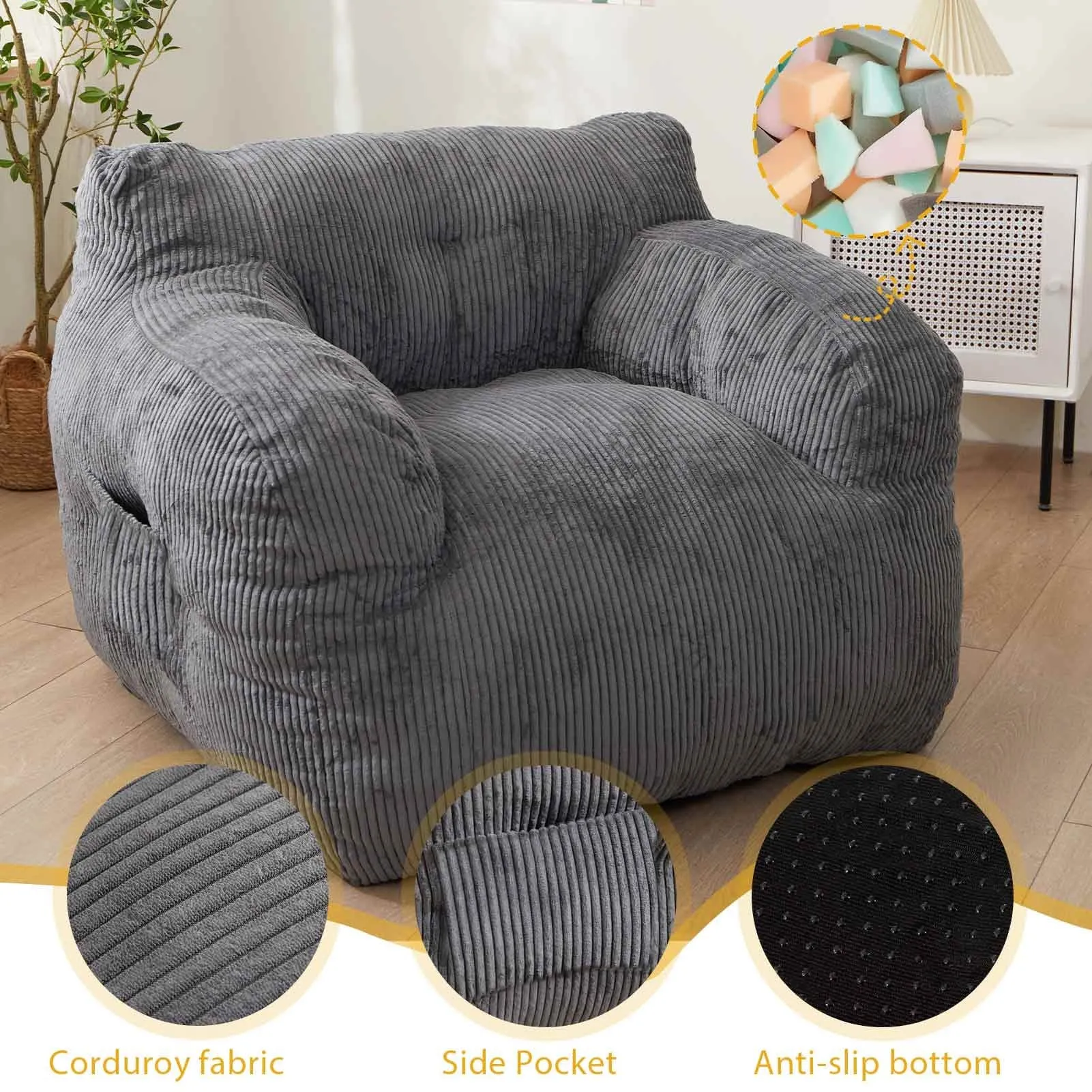 Medium Corduroy Bean Bag Chair