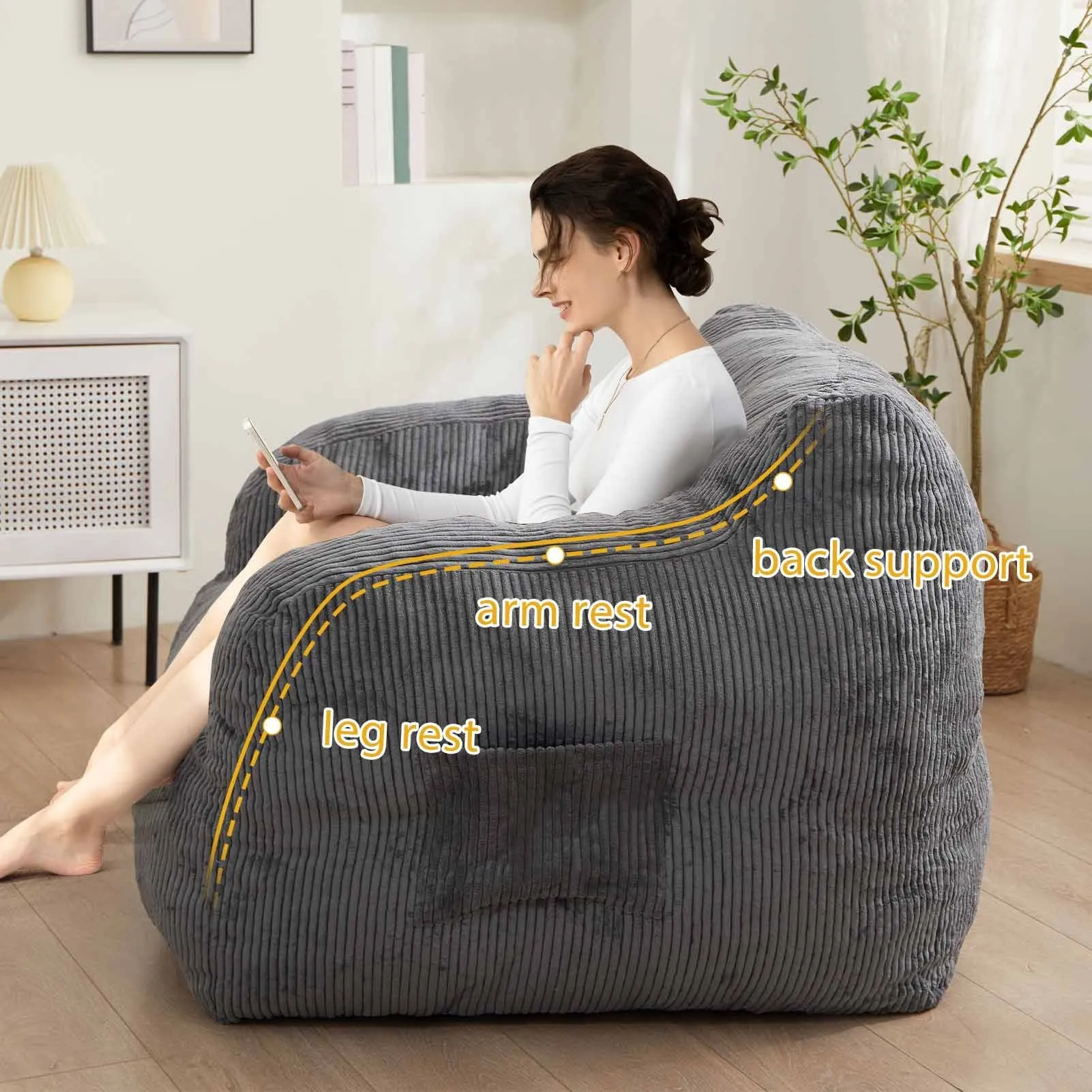 Medium Corduroy Bean Bag Chair