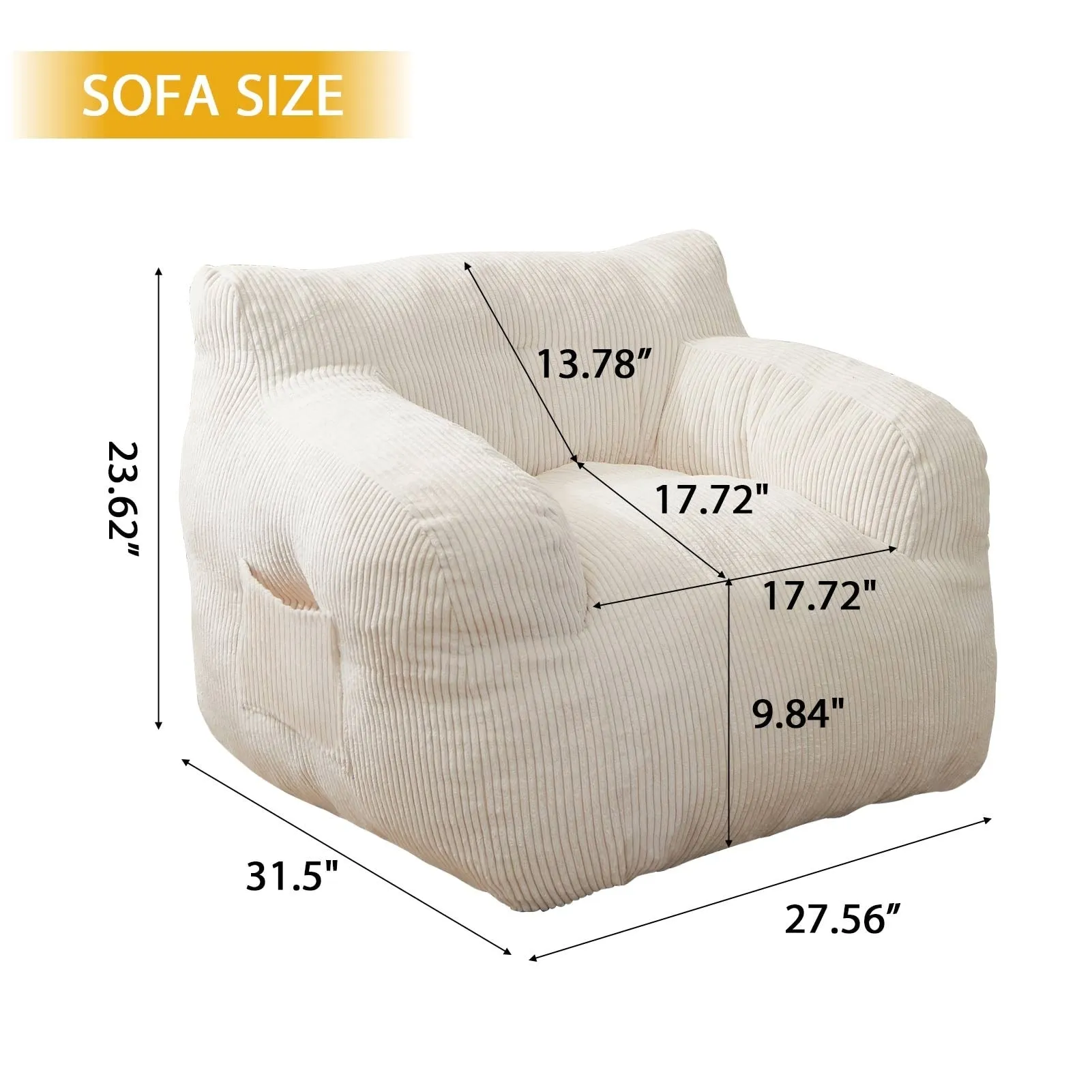 Medium Corduroy Bean Bag Chair