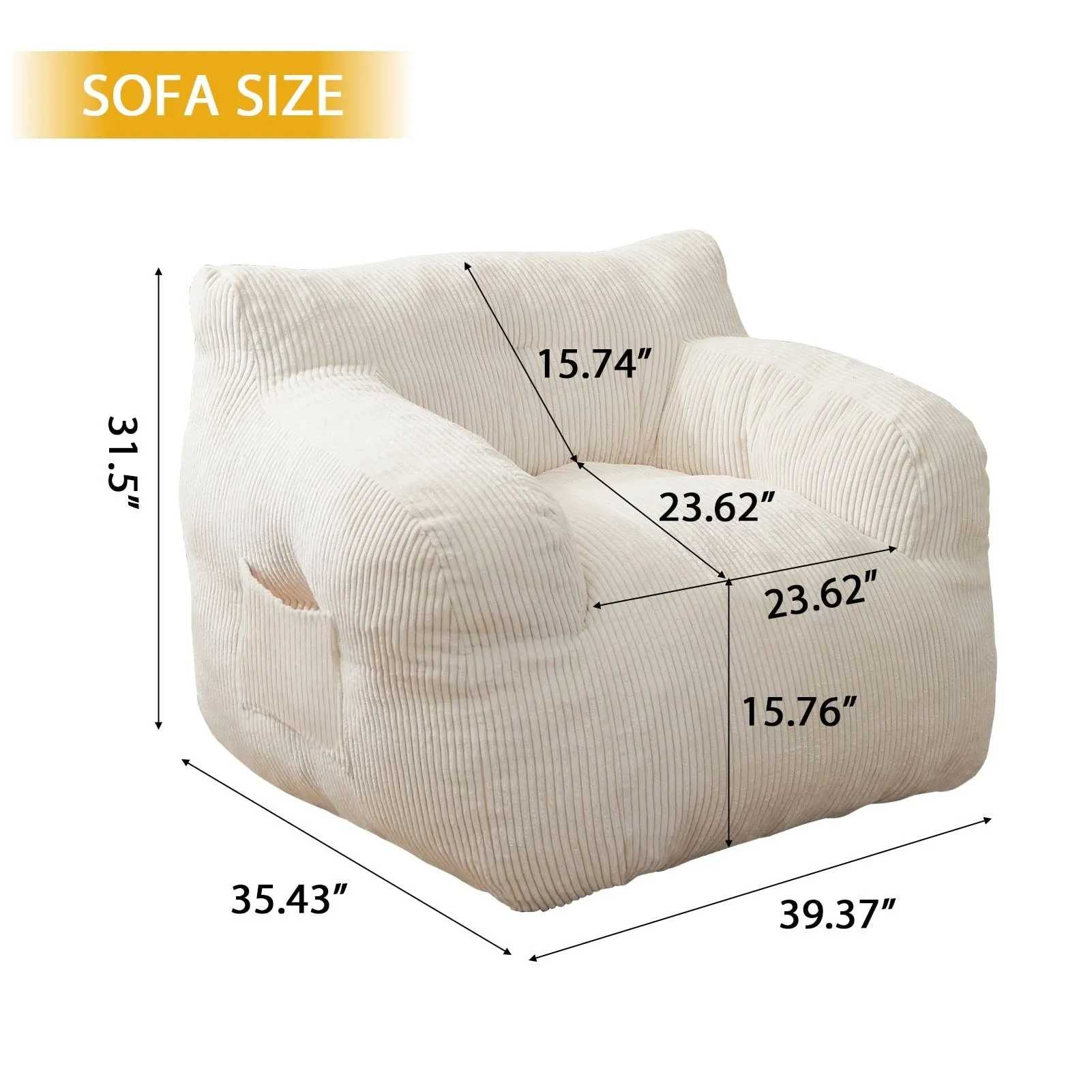 Medium Corduroy Bean Bag Chair