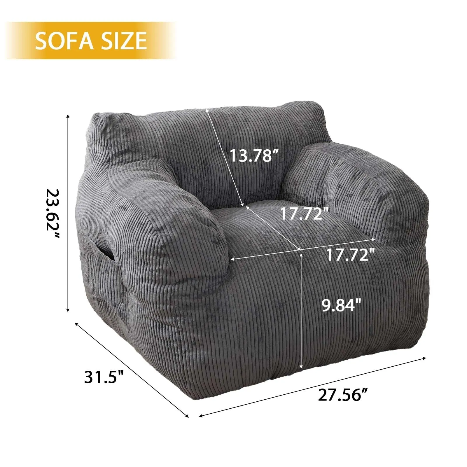 Medium Corduroy Bean Bag Chair