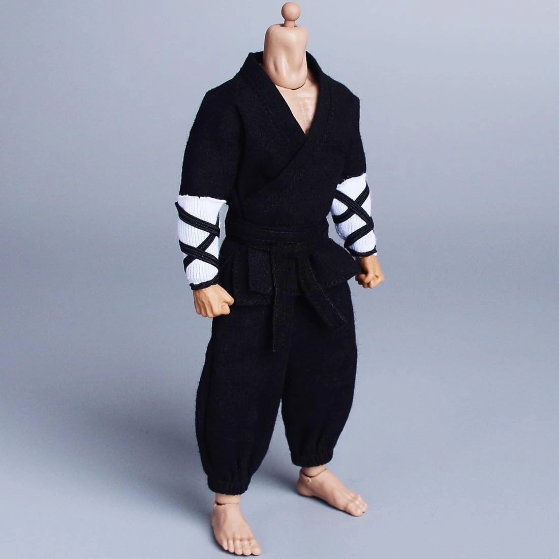 Meetoget 1/12 Scale Male Figure Doll Monk Fighting Suit Clothes for 6 inch Action Figure PM007US,Black