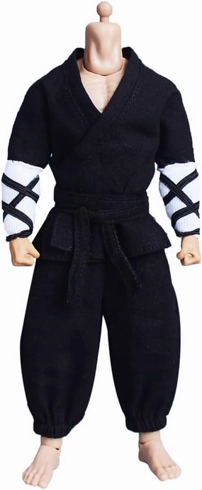 Meetoget 1/12 Scale Male Figure Doll Monk Fighting Suit Clothes for 6 inch Action Figure PM007US,Black