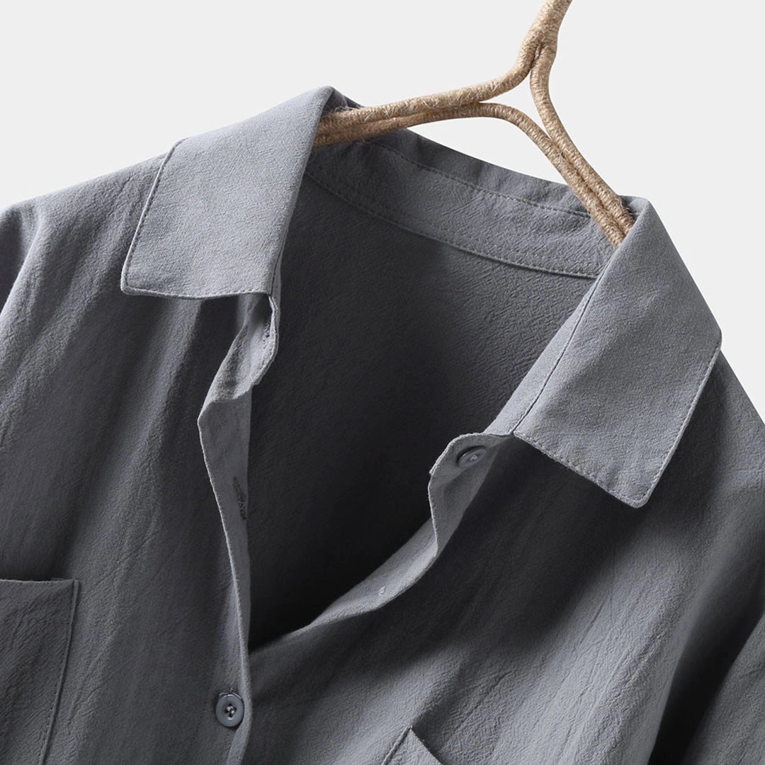 Men's Black Linen Shirt - Lightweight, Breathable, Eco-Friendly