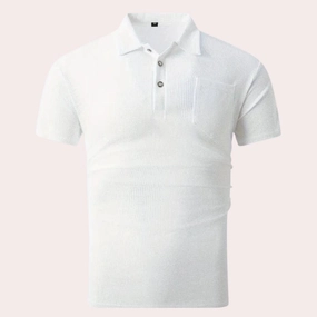 Men's Designer White Polo - Lightweight Breathable Short Sleeve