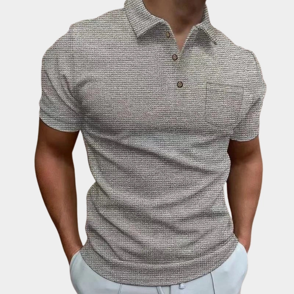 Men's Designer White Polo - Lightweight Breathable Short Sleeve