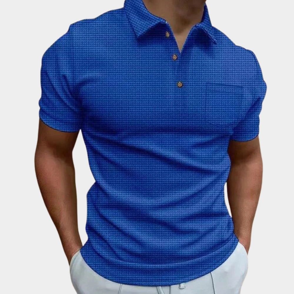 Men's Designer White Polo - Lightweight Breathable Short Sleeve
