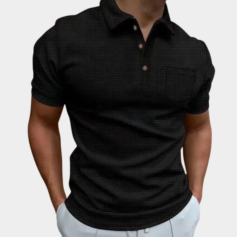 Men's Designer White Polo - Lightweight Breathable Short Sleeve