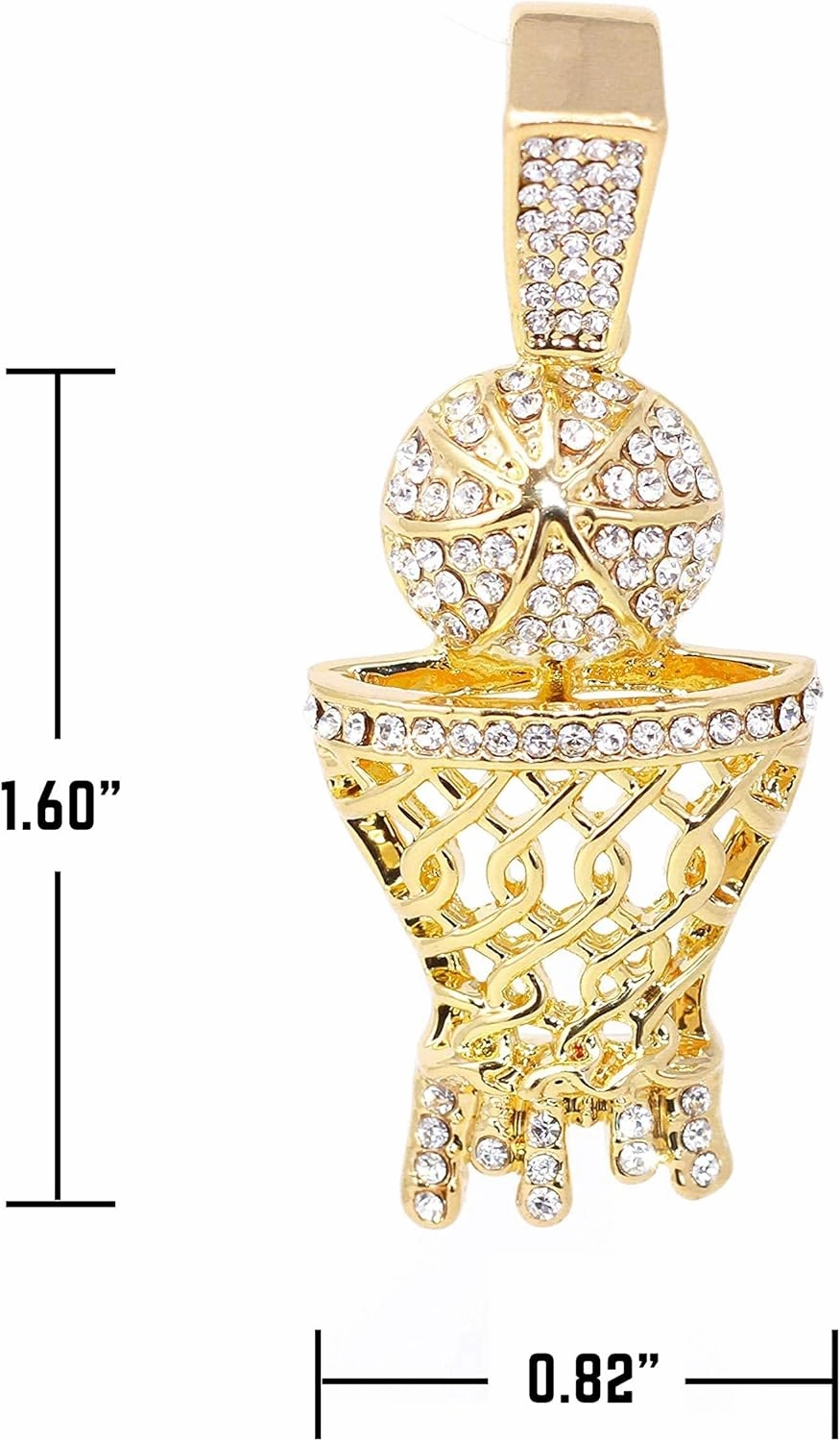Men's Iced-Out Basketball Multi Pendant with 4mm Rope Chain – Sports-Inspired Hip-Hop Necklace