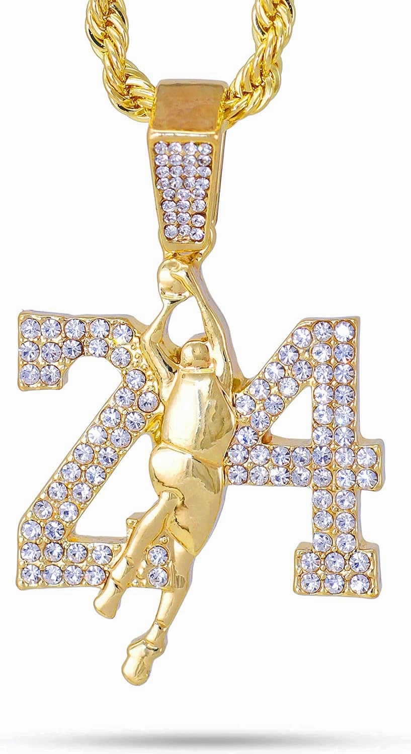 Men's Iced-Out Basketball Multi Pendant with 4mm Rope Chain – Sports-Inspired Hip-Hop Necklace