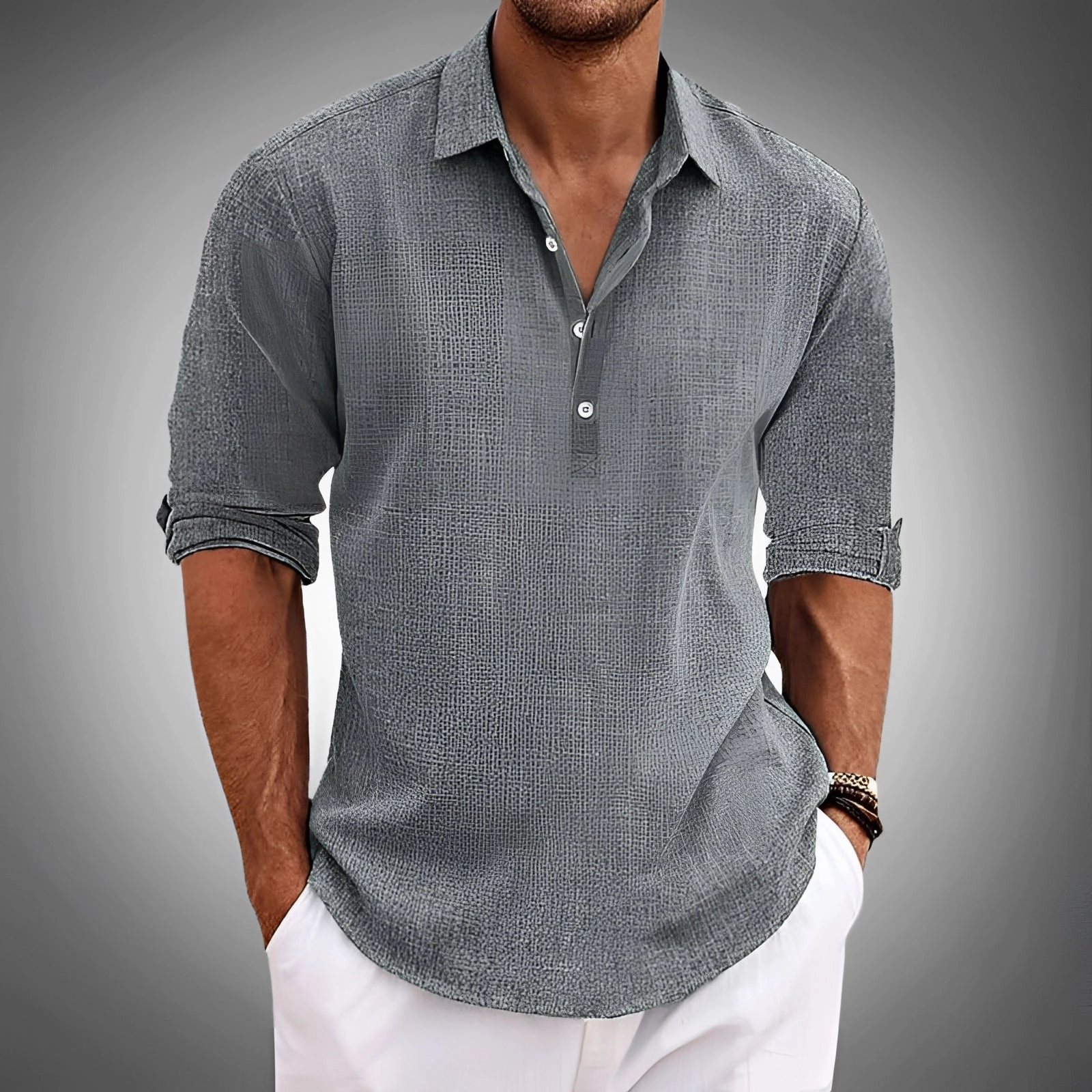 Men's Lightweight Blue Linen Shirt - Casual Summer Wear