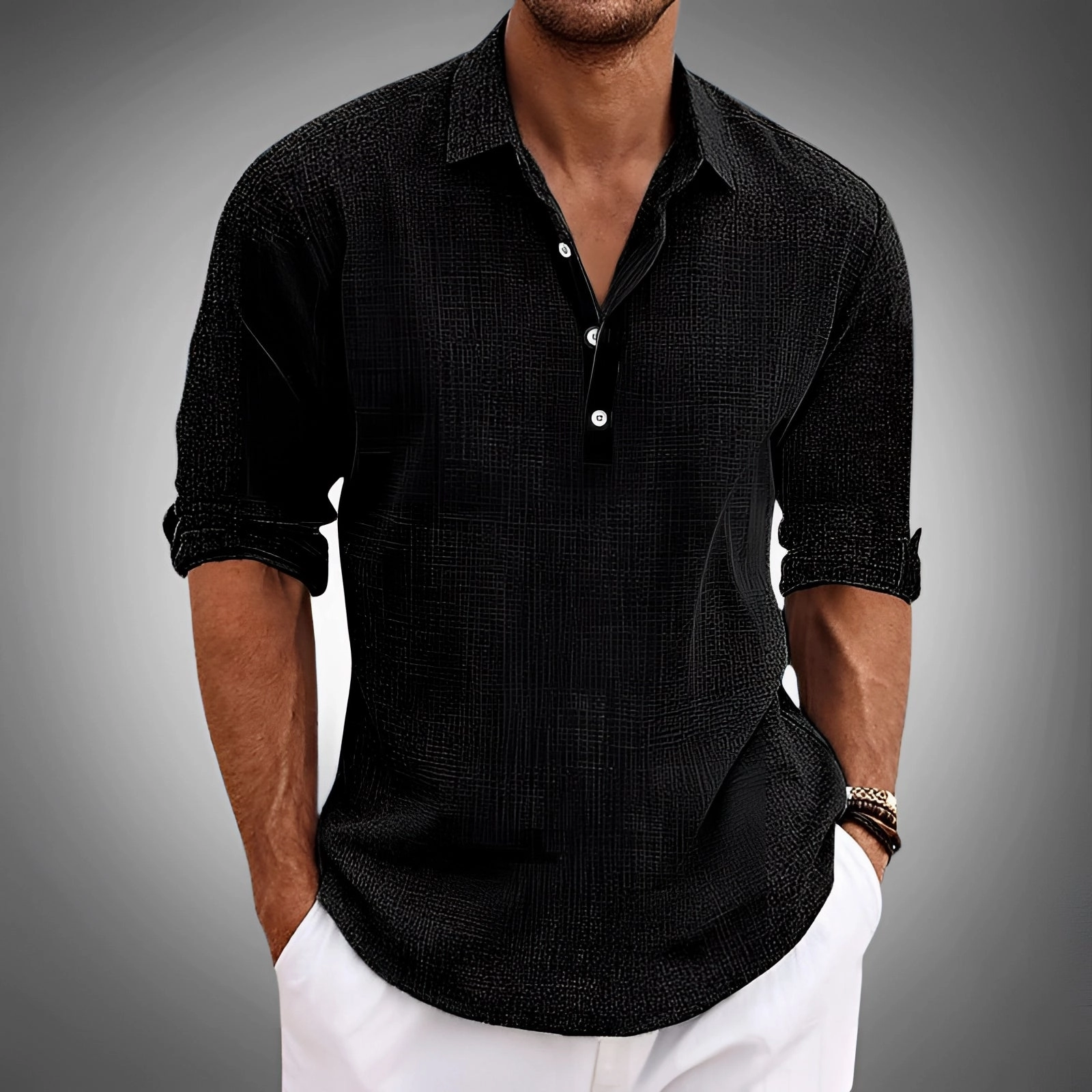 Men's Lightweight Blue Linen Shirt - Casual Summer Wear