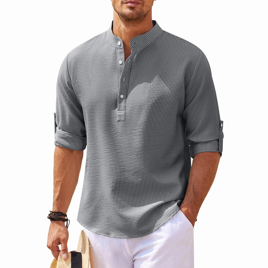 Men's Striped Linen Beach Shirt - Lightweight Casual Summerwear