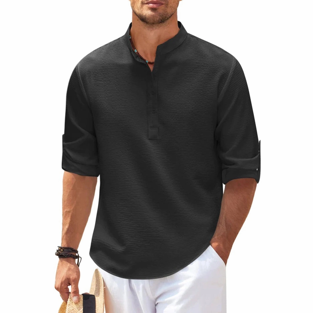 Men's Striped Linen Beach Shirt - Lightweight Casual Summerwear