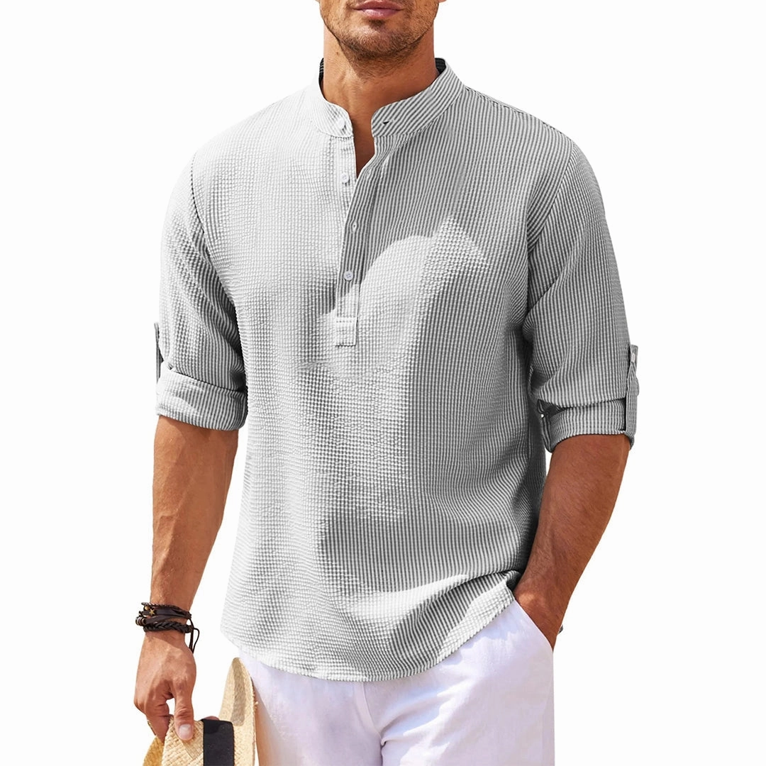 Men's Striped Linen Beach Shirt - Lightweight Casual Summerwear