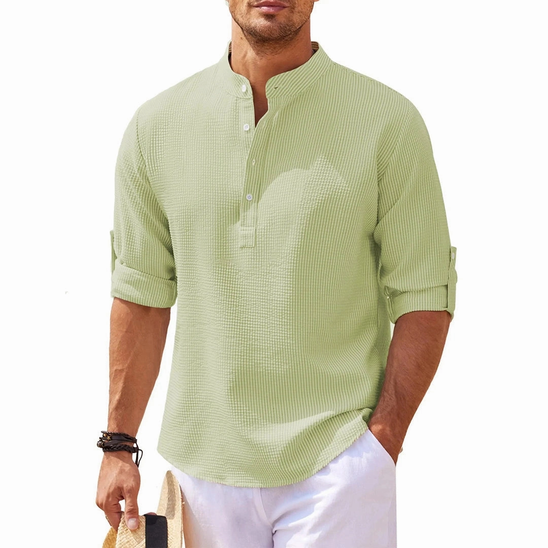 Men's Striped Linen Beach Shirt - Lightweight Casual Summerwear