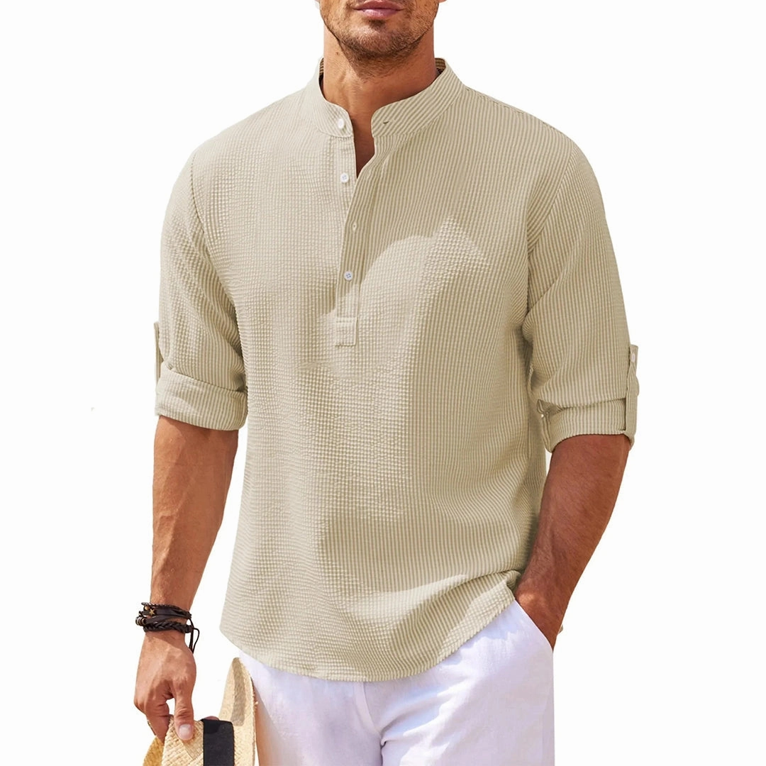 Men's Striped Linen Beach Shirt - Lightweight Casual Summerwear
