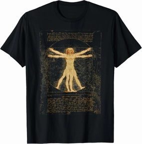 Men's The Vitruvian Man by Leonardo da Vinci T-Shirt - Black, Small