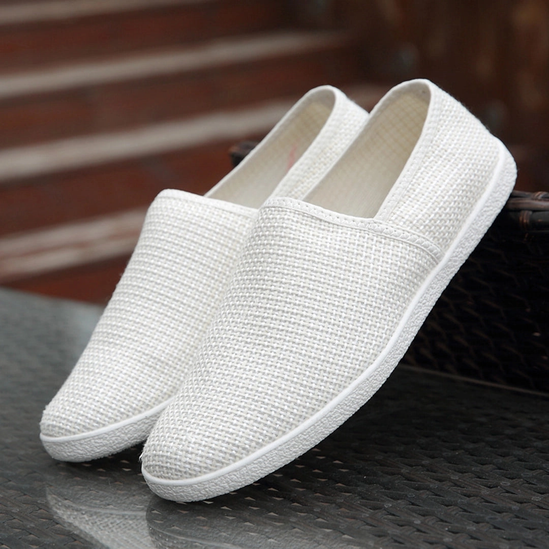 Men's White Slip-On Mesh Loafers - Lightweight Summer Footwear