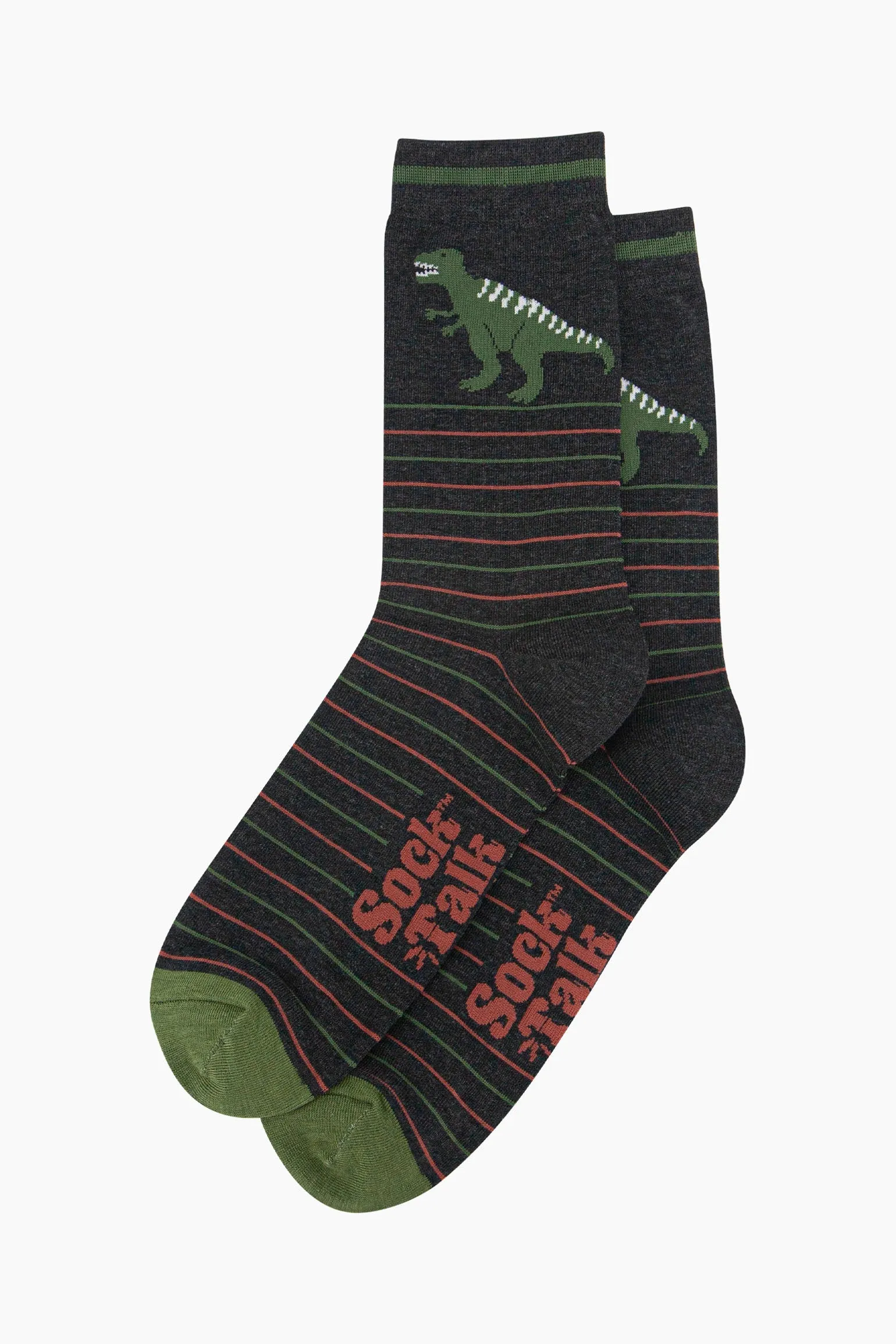 Men's Bamboo Socks - Black, T-Rex Stripe
