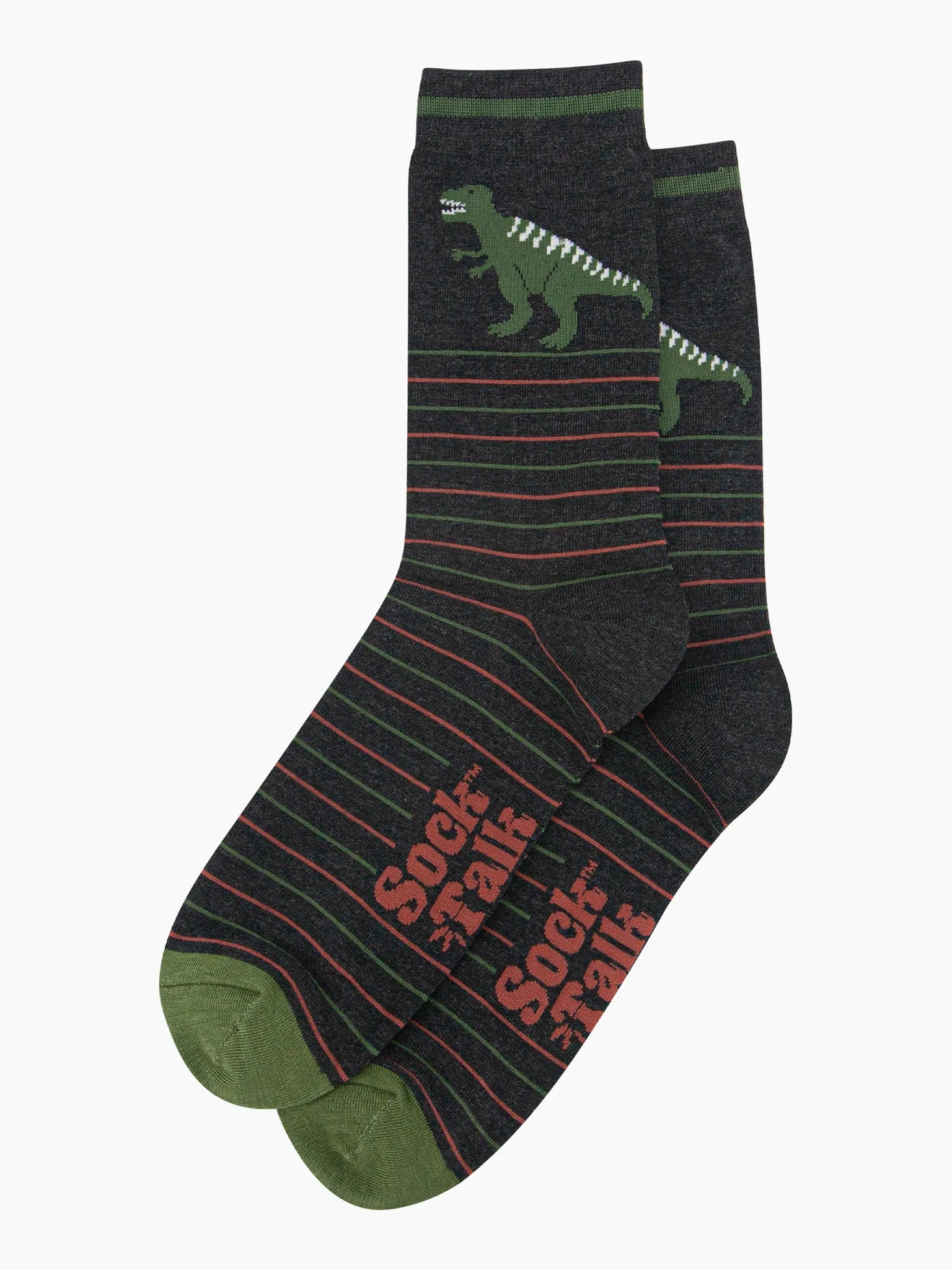 Men's Bamboo Socks - Black, T-Rex Stripe