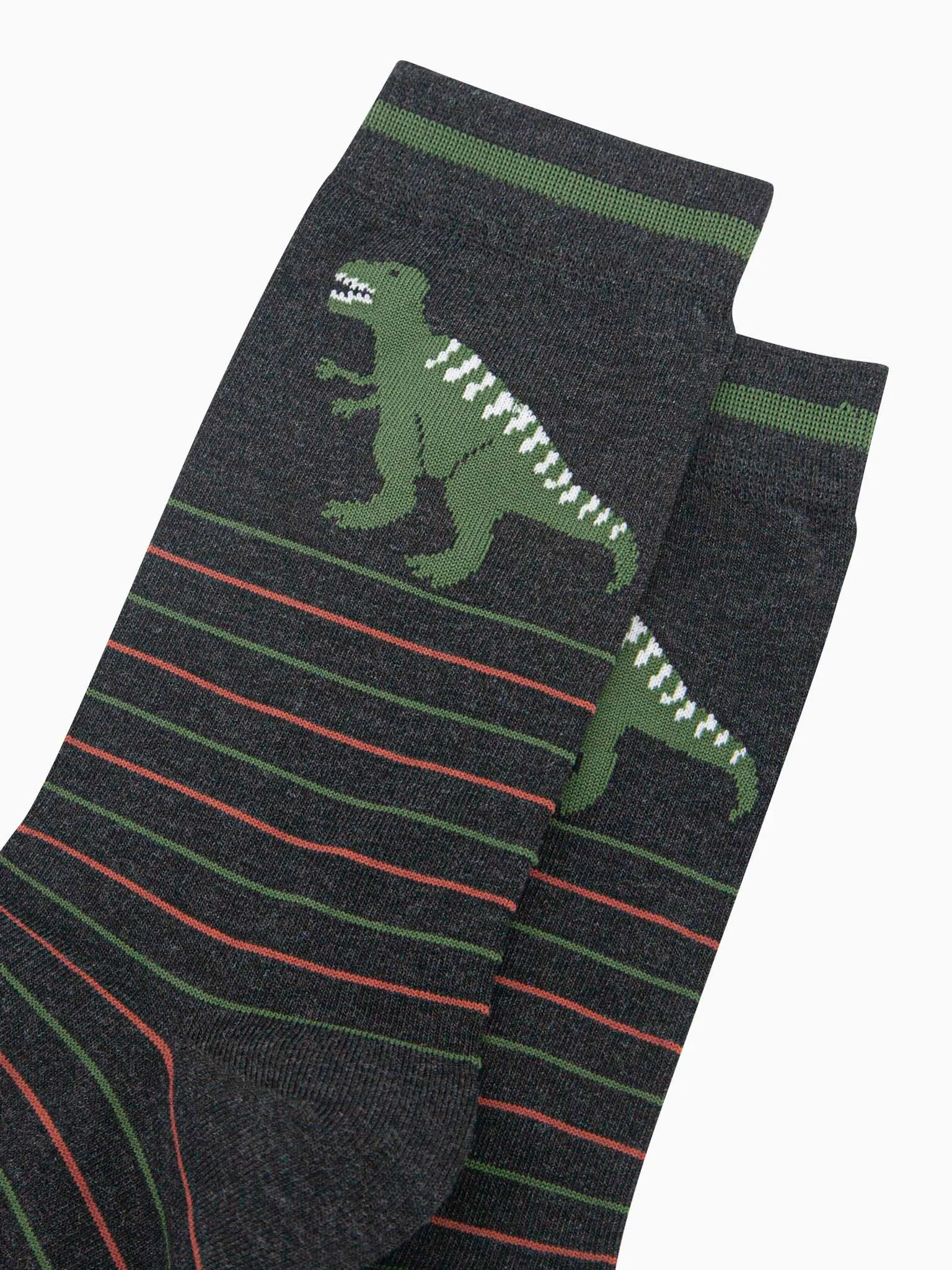 Men's Bamboo Socks - Black, T-Rex Stripe